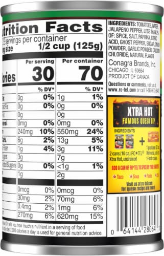 Rotel® Xtra Hot Diced Tomatoes With Ghost Peppers Perspective: back