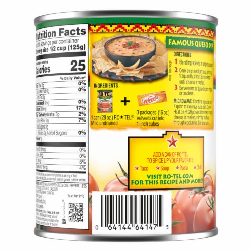 Rotel Mild Diced Tomatoes And Green Chilies Perspective: back