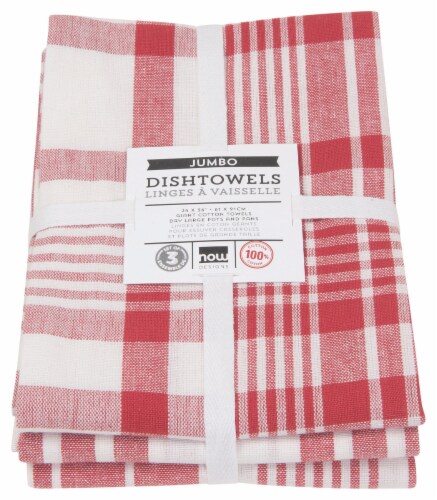Now Designs Extra Large Red Wovern Cotton Kitchen Dish Towels Perspective: back