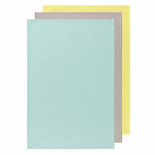 Now Designs Flour Sack Kitchen Dish Towels Coordinated Jade Yellow Set of 3 Perspective: back