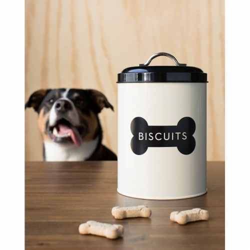 Now Designs Dog Biscuit Metal Treat Tin - Ivory Perspective: back