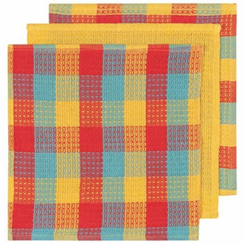 Now Designs Classic Checkered Cotton Kitchen Dishcloth Towels, Lemon (Set of 3) Perspective: back