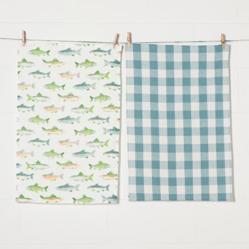 Now Designs Gone Fishin 100% Cotton Woven Printed Kitchen Dish Towels Perspective: back