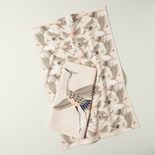 Danica Studio To and Fro Flight of Fancy Linen Printed Dish Towels Perspective: back