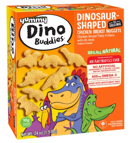 Yummy® All Natural Dinosaur-Shaped Chicken Breast Patty Fritters Perspective: back