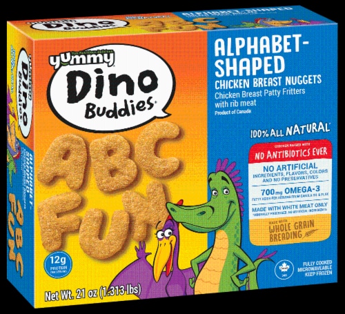 Yummy Dino Buddies Frozen Fully Cooked Dinosaur Shaped Chicken Breast Nuggets