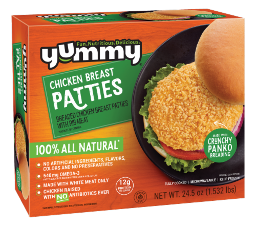 Yummy® All Natural Frozen Chicken Breast Patties Perspective: back