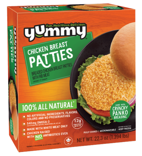 Yummy® All Natural Frozen Chicken Breast Patties Perspective: back