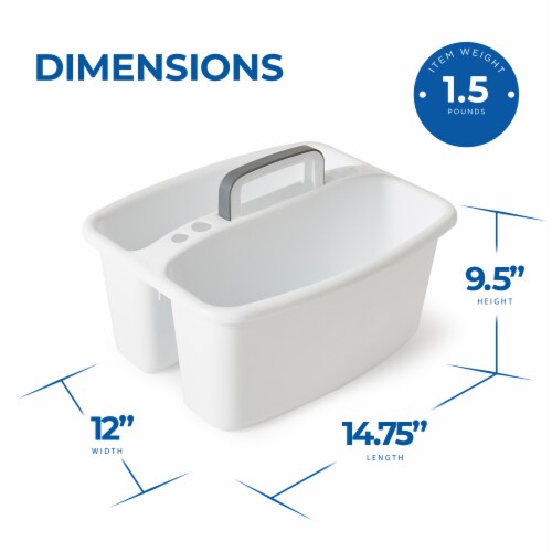 Gracious Living Large Divided Home Storage Tote Cleaning Caddy w/Handle,  White, 1 Piece - Fry's Food Stores