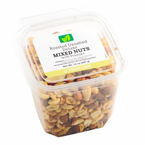 Roasted Unsalted Deluxe Mixed Nuts with Peanuts Perspective: back