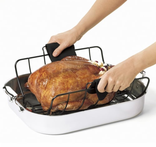 Cuisipro Roast & Serve Non-Stick Turkey and Poultry Roasting Rack, Black Perspective: back