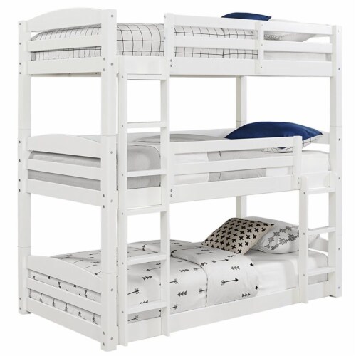Dorel Living Sierra Traditional Wood Twin Triple Bunk Bed in White