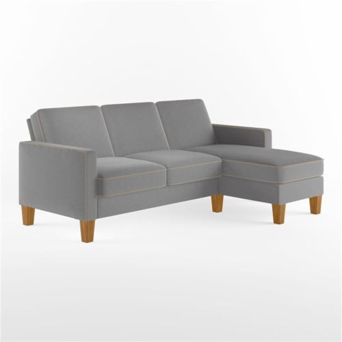 Novogratz Bowen Sectional Sofa L-Shaped Couch in Grey Perspective: back