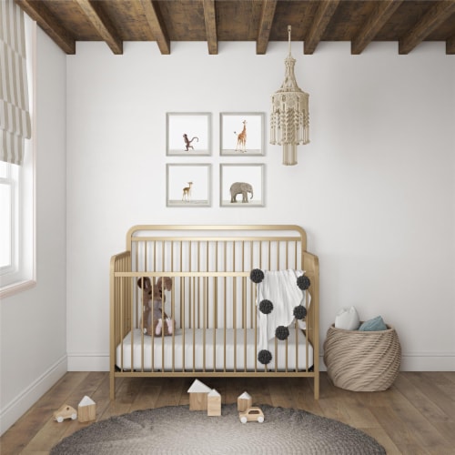 Baby Relax Juniper 4 in 1 Convertible Metal Crib Gold 30.13 x