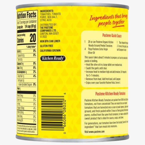 Pastene® Kitchen Ready® Ground Peeled Tomatoes Case Perspective: back