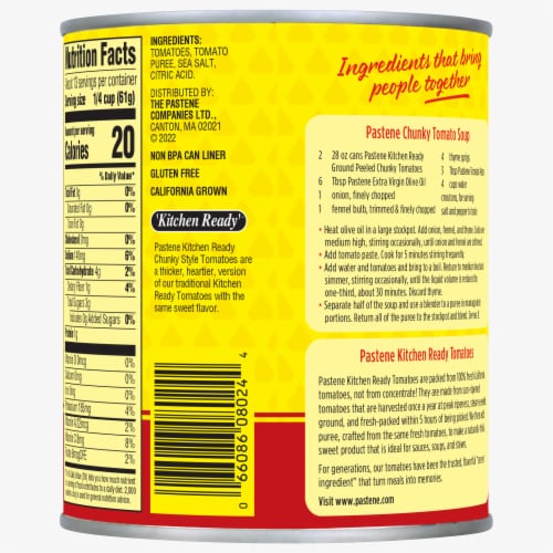Pastene® Kitchen Ready® Chunky Style Ground Peeled Tomatoes Perspective: back