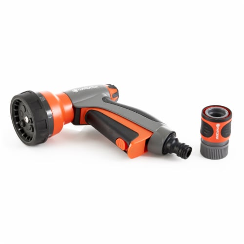 Gardena Multi Purpose 7 in 1 Metal Hose Spray Gun with Flow Control, Orange Perspective: back
