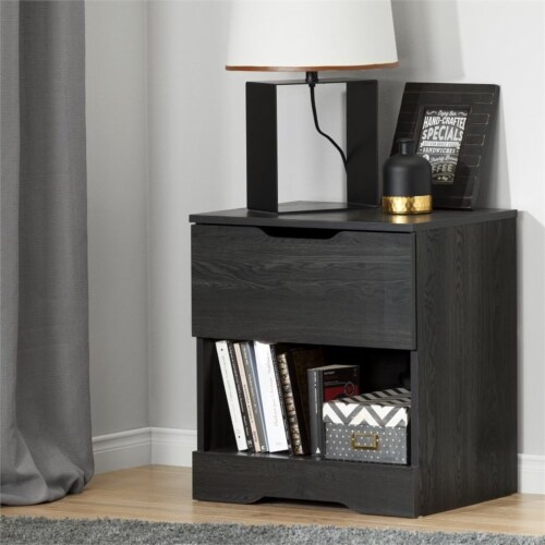 South Shore Holland Nightstand in Gray Oak Perspective: back