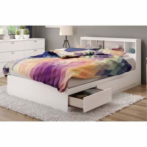 South Shore Reevo Full Storage Bed in White Perspective: back