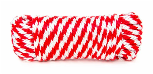 KingCord Polypropylene Smooth Braid - Red/White Perspective: back