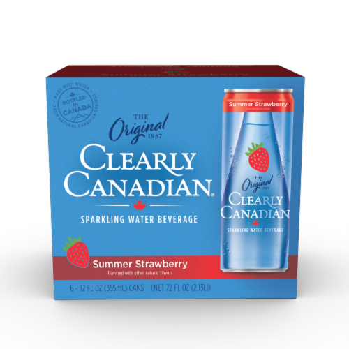 Clearly Canadian Summer Strawberry Sparkling Water Cans Perspective: back