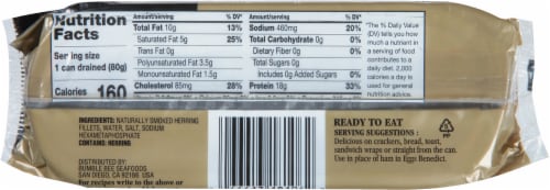 Brunswick® Golden Smoked Boneless Herring Fillets Seafood Snacks Perspective: back