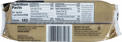 Brunswick® Golden Smoked Boneless Herring Fillets Seafood Snacks Perspective: back