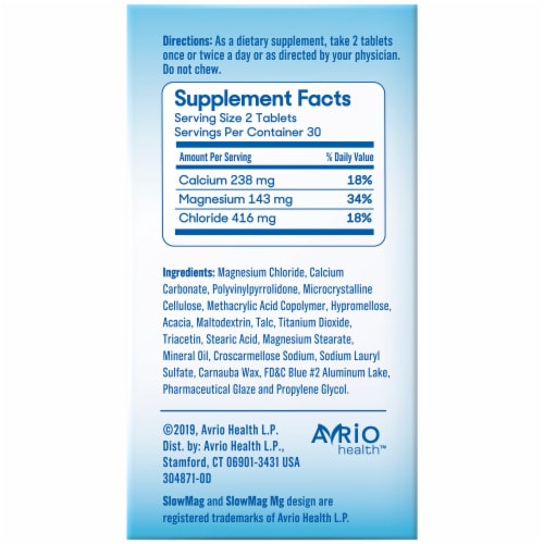 Slow-Mag® Magnesium Chloride Tablets Perspective: back