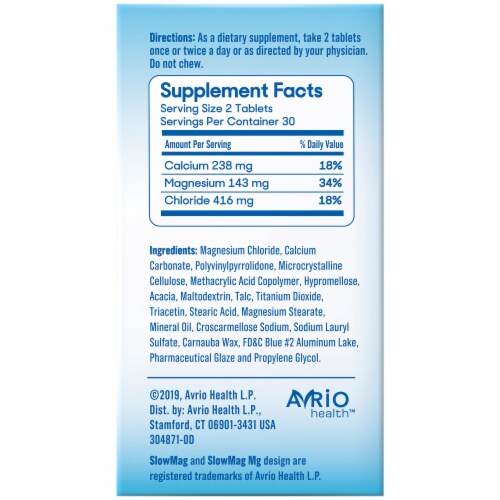 Slow-Mag® Magnesium Chloride Tablets Perspective: back