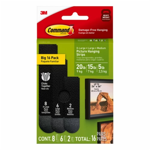 Command™ Black Picture Hanging Strips Mixed Pack Perspective: back