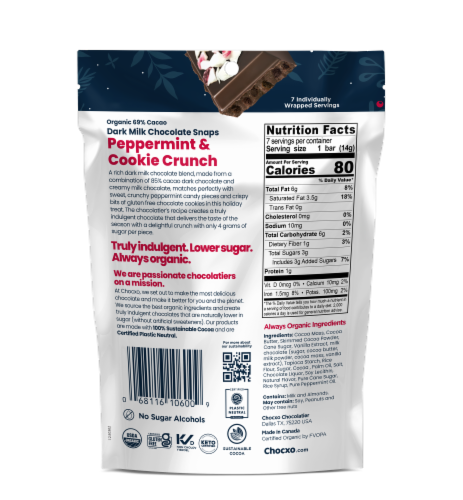 Chocxo® Organic Dark Chocolate Peppermint Cups Perspective: back