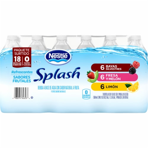 Nestle Splash Natural Fruit Flavored Bottled Water Perspective: back