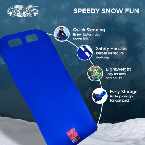 Flexible Flyer Flying Carpet Lightweight Roll Up Plastic Winter Snow Sled, Blue Perspective: back