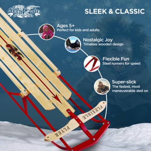 Flexible Flyer Metal Runner Steel/Wood 54 Long Snow Slider Sled for ...
