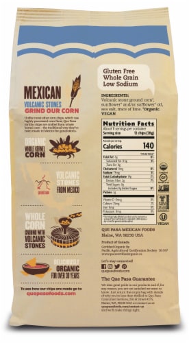 Que Pasa Organic Blue Corn Tortilla Chips Perspective: back