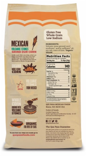 Que Pasa Organic Yellow Corn Tortilla Chips Perspective: back