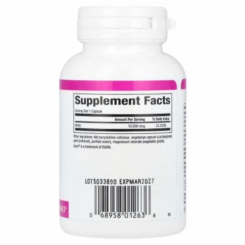Natural Factors Biotin Extra Strength 10 000 mcg - 60 Vegetarian Capsules Perspective: back