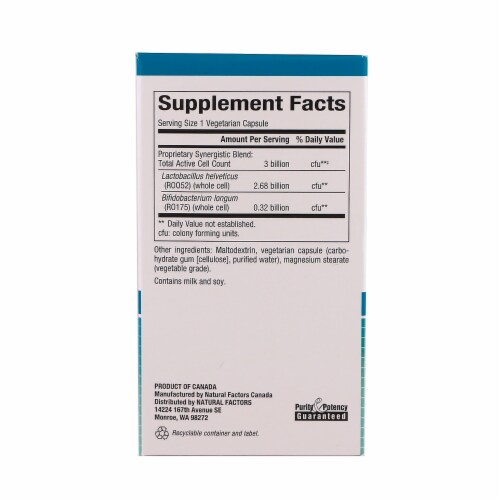 Natural Factors Calm Biotic, 30 Vegetarian Capsules Perspective: back