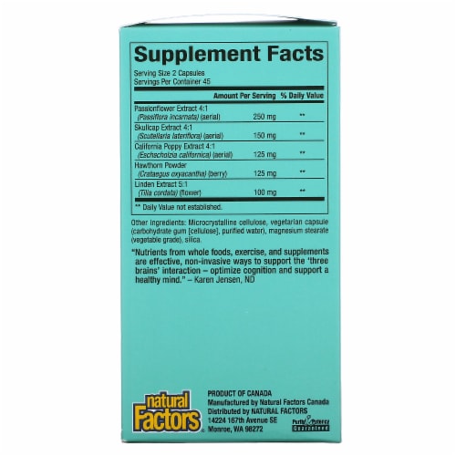 Natural Factors 3 Brains The Best Sleep, 90 Vegetarian Capsules Perspective: back