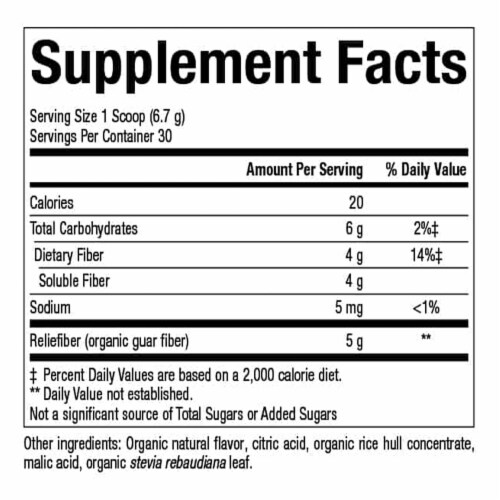 Natural Factors, Organic Low FODMAP Reliefiber, Tropical Flavor, 7.09 Ounces Perspective: back