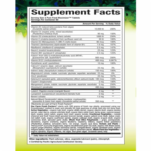 Natural Factors Whole Earth & Sea Pure Food Men's Multivitamin & Mineral, 120 Tablets Perspective: back