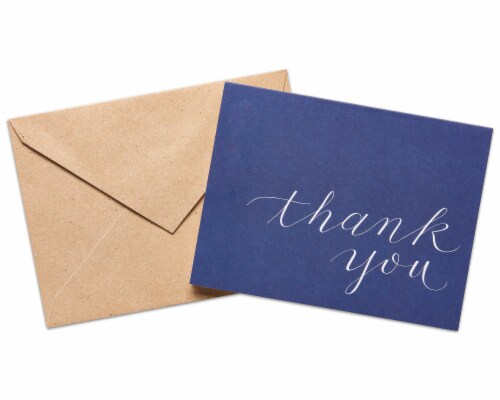 American Greetings Navy Blue Thank You Cards with Kraft-Style Envelopes Perspective: back