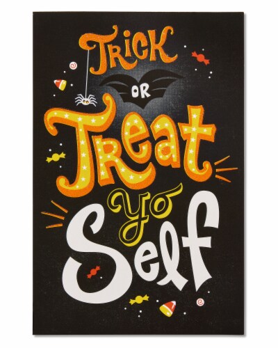American Greetings Funny Halloween Greeting Cards, 6-Count (Treat Yo Self) Perspective: back
