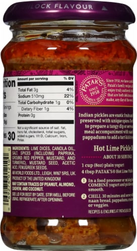 Patak's Hot Lime Lime Pickle Relish Perspective: back