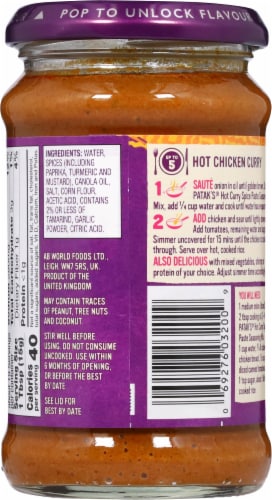 Patak's® Hot Indian Concentrated Spicy Curry Paste Perspective: back