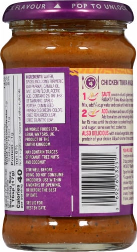 Patak's® Tikka Masala Curry Spice Paste Perspective: back