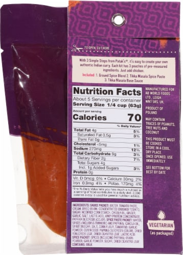 Patak's® 3 Simple Steps Indian Tikka Masala Curry Sauce Kit Perspective: back