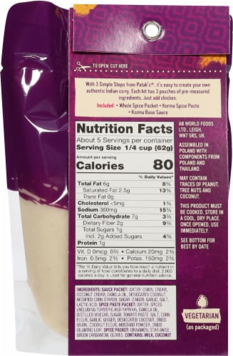 Patak's® 3 Simple Steps Indian Korma Mild Curry Sauce Kit Perspective: back