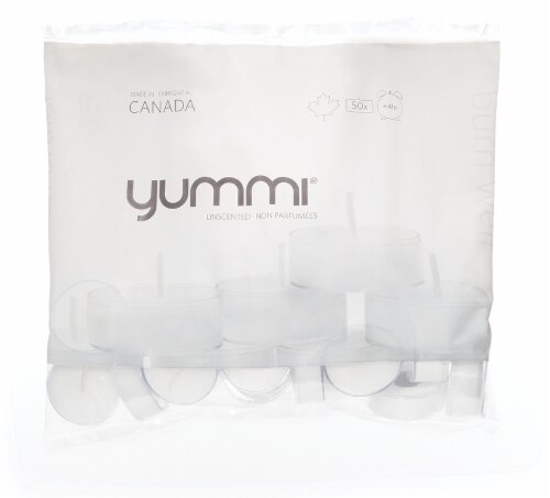Yummi Unscented Clear-Cup Tealights - White Perspective: back