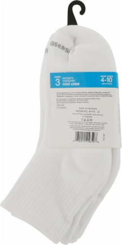 No Nonsense Women's Cushioned Mini Crew Socks - 3 pk - White Perspective: back